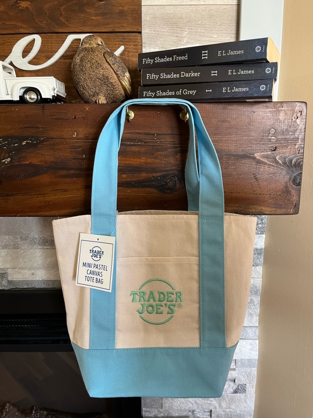 Trader Joe’s Limited Edition Baby Blue Mini Canvas Tote Bag